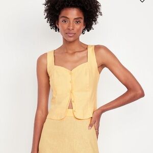 Old Navy Button-Front Linen-Blend Vest